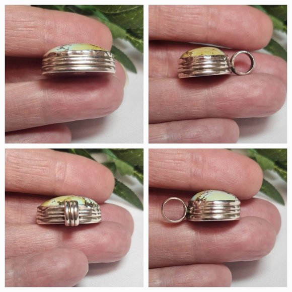 Vintage Turquoise Sterling Silver Cabochon Pendant - Picture 8 of 12